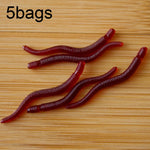 3.5cm 피쉬 레드 지렁이 가짜 미끼 발광 낚시 루어, 5봉지 20개/봉지, 5봉지 50개/봉지, 5봉지 100개/봉지, 5봉지 200개/봉지