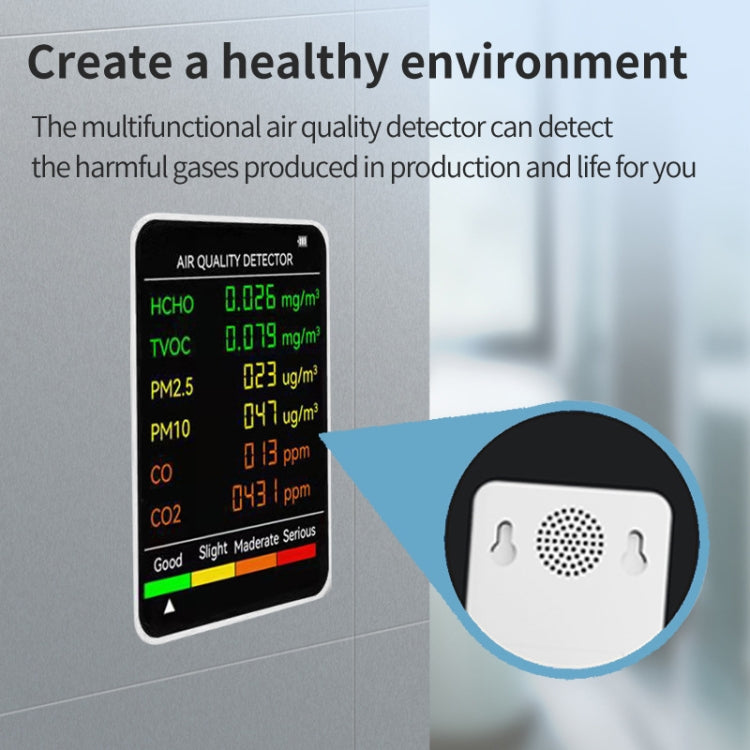 PM2.5/PM10 공기질 감지기 실내 공기질 모니터, 6-in-1 공기질 감지기 화이트, 6-in-1 공기질 감지기 블랙