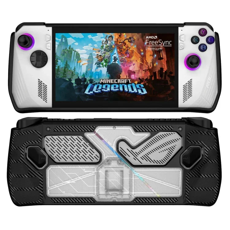 ASUS Rog Ally 게임 콘솔 PC+TPU 보호 케이스 커버 브래킷 포함, PC+TPU 블랙+투명