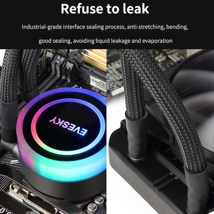 EVESKY 워터 쿨러 CPU 팬 RGB 팬 액체 히트싱크 일체형 라디에이터, 120mm 컬러풀, 120mm RGB, 240mm, 360mm
