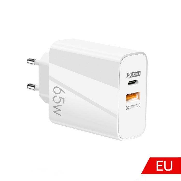 A502 65W USB-C/타입-C+USB 듀얼 포트 GaN 충전기 QC3.0 노트북 범용 충전기, EU 플러그 블랙, EU 플러그 화이트, US 플러그 블랙, US 플러그 화이트, UK 플러그 블랙, UK 플러그 화이트