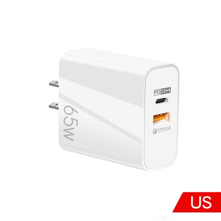 A502 65W USB-C/타입-C+USB 듀얼 포트 GaN 충전기 QC3.0 노트북 범용 충전기, EU 플러그 블랙, EU 플러그 화이트, US 플러그 블랙, US 플러그 화이트, UK 플러그 블랙, UK 플러그 화이트