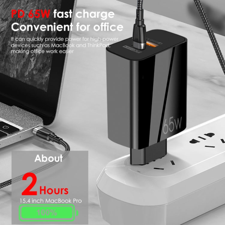 A502 65W USB-C/타입-C+USB 듀얼 포트 GaN 충전기 QC3.0 노트북 범용 충전기, EU 플러그 블랙, EU 플러그 화이트, US 플러그 블랙, US 플러그 화이트, UK 플러그 블랙, UK 플러그 화이트