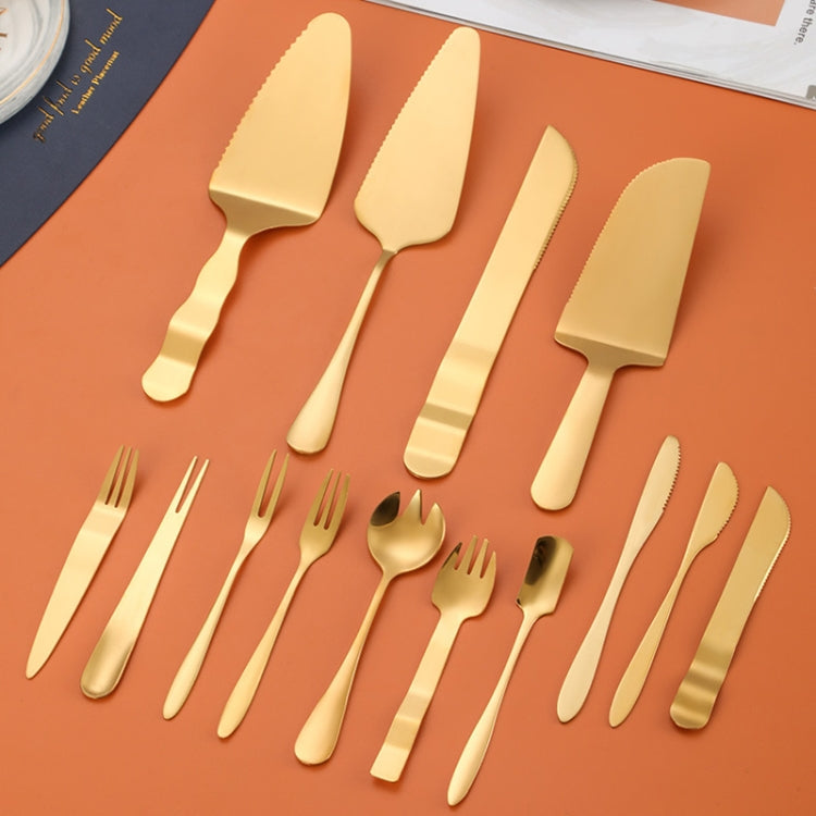 스테인리스 스틸 케이크 월병 나이프 포크 디저트 케이크 베이킹 도구, 14pcs/세트 골드
