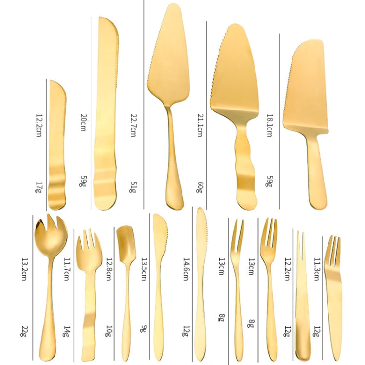 스테인리스 스틸 케이크 월병 나이프 포크 디저트 케이크 베이킹 도구, 14pcs/세트 골드