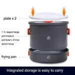 Hewolf HW-K1779 4-5 People Outdoor Aluminum Stove Portable Storage Camping Set, HW-K1779