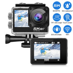 5K/30FPS WIFI HD 손떨림 방지 리모컨 터치 듀얼 스크린 IP68 방수 스포츠 카메라, 5K, 5K 카메라 + 64G 카드, 5K 카메라 + 128G 카드