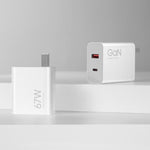 오리지널 샤오미 67W GaN 1C+1A 듀얼 포트 스마트 고속 충전기, US 플러그, MDY-14