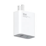 오리지널 샤오미 35W USB-C+USB-A 고속 충전 휴대용 듀얼 포트 충전기(1C+1A), US 플러그, 35W