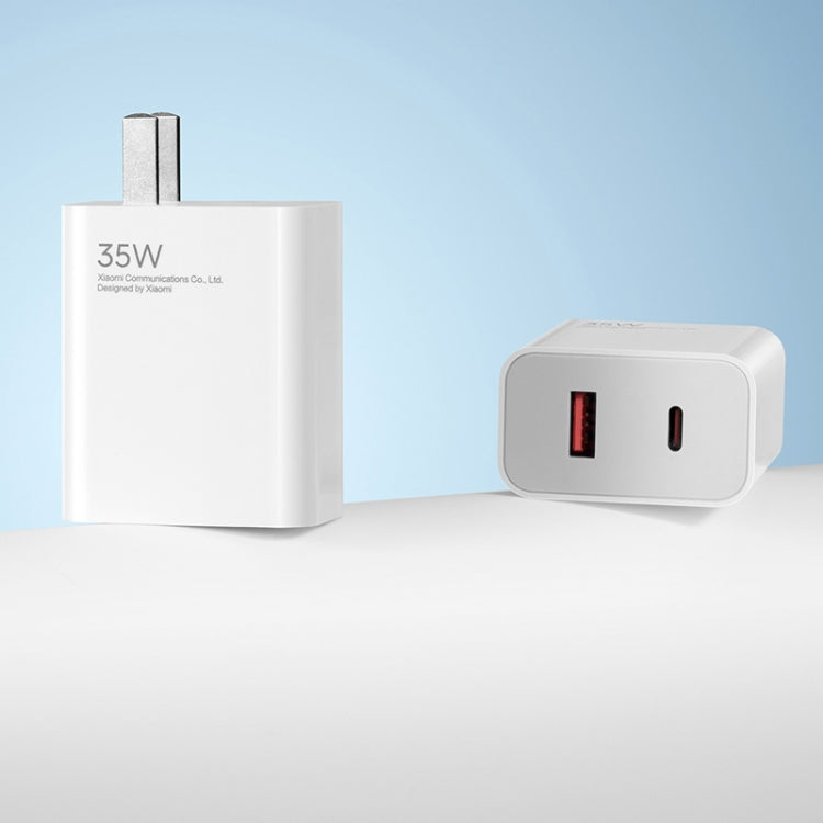 오리지널 샤오미 35W USB-C+USB-A 고속 충전 휴대용 듀얼 포트 충전기(1C+1A), US 플러그, 35W