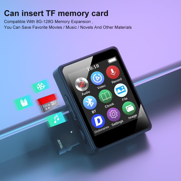 MP3 음악 플레이어 블루투스 5.0 전자책 녹음기 MP4 워크맨, 메모리 카드 없음, 8GB, 16GB, 32GB, 64GB, 128GB