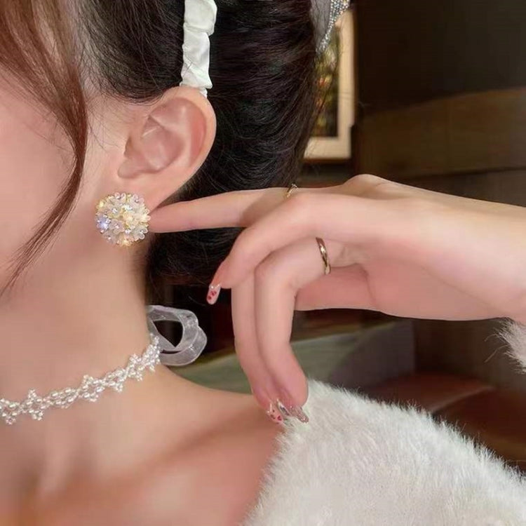 2쌍 돔형 꽃 스터드 귀걸이 우아한 크리스탈 귀걸이