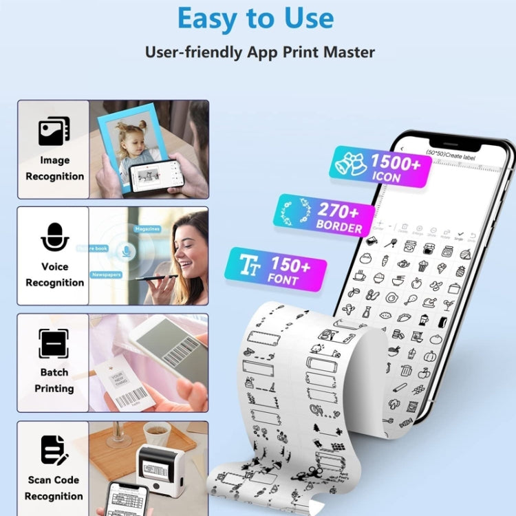 Phomemo M200 QR 코드 태그 휴대용 블루투스 열전사 라벨 프린터, M200