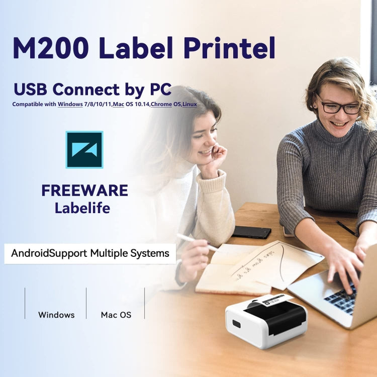 Phomemo M200 QR 코드 태그 휴대용 블루투스 열전사 라벨 프린터, M200
