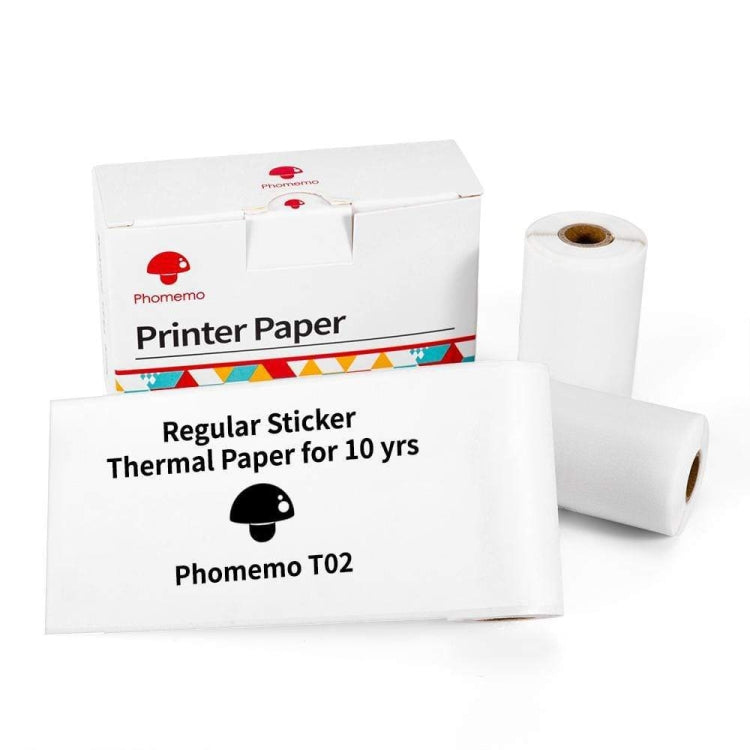 Phomemo T02용 3롤 블루투스 프린터 열전사 용지 라벨 용지, 53mmx6.5m 10년 흑백 무접착, 50mmx3.5m 2년 흑백 스티커, 50mmx3.5m 10년 흑백 스티커, 53mmx5m 5년 청백 무접착