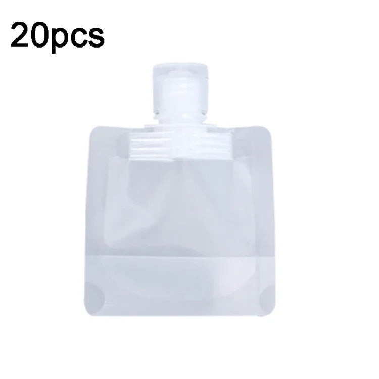 20개 여행용 리필 가능한 빈 스퀴즈 파우치 로션 샴푸 짜는 가방, 30ml, 50ml, 100ml