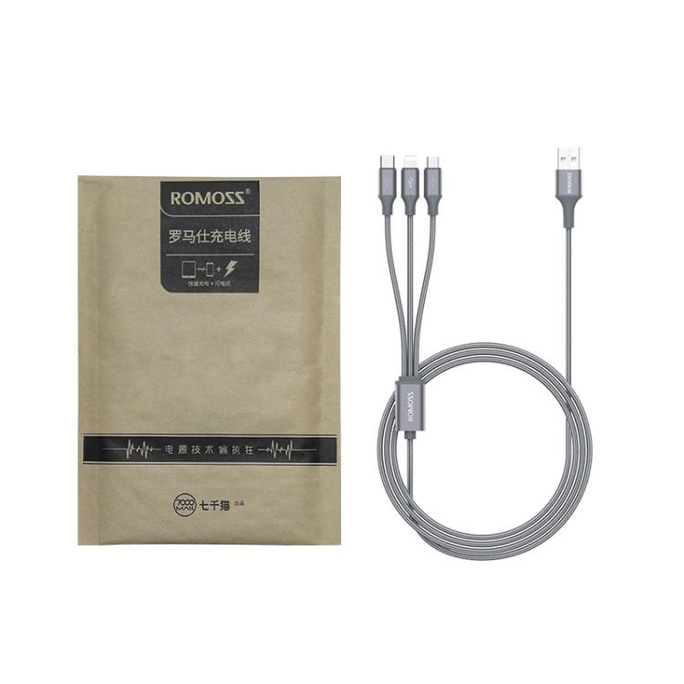 ROMOSS CB25 3 in 1 3.5A 8핀 + 마이크로 USB + 타입 C/USB-C 케이블, 1m