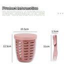 600ml 과일 및 채소 간식 컵 뚜껑과 포크 포함 밀폐 누수 방지 샐러드 박스