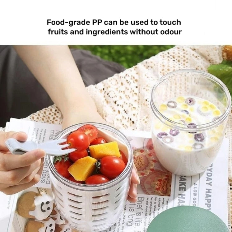600ml 과일 및 채소 간식 컵 뚜껑과 포크 포함 밀폐 누수 방지 샐러드 박스