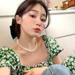여성용 진주 목걸이 니치 기품 레트로 쌓기 잠금 뼈 체인 심플 목걸이