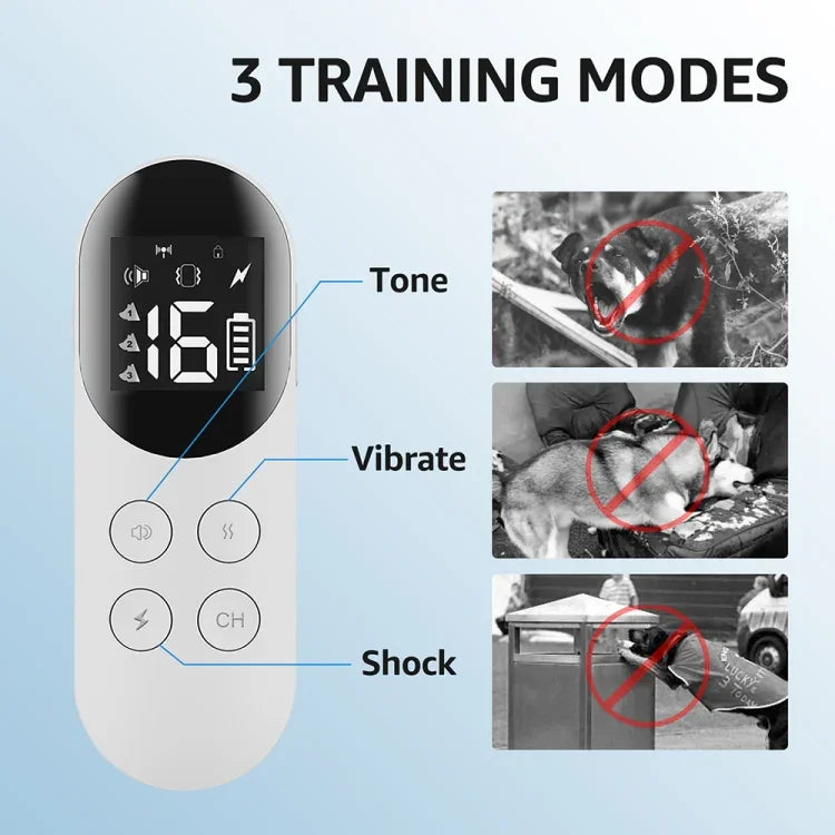 스마트 방수 충격 목걸이 반려동물 원격 제어 개 훈련기, 1마리용, 2마리용