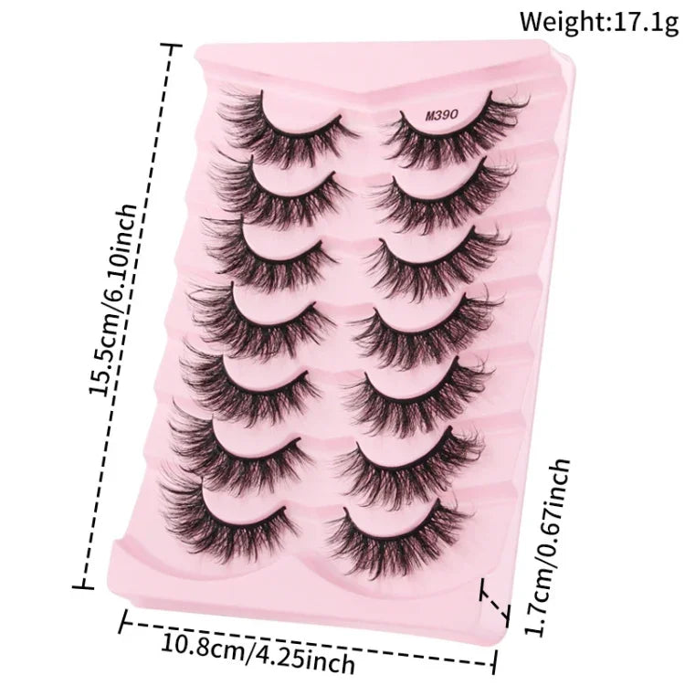 7쌍/박스 인조 속눈썹 자연스럽고 풍성한 3D 밍크 속눈썹 연장, M390