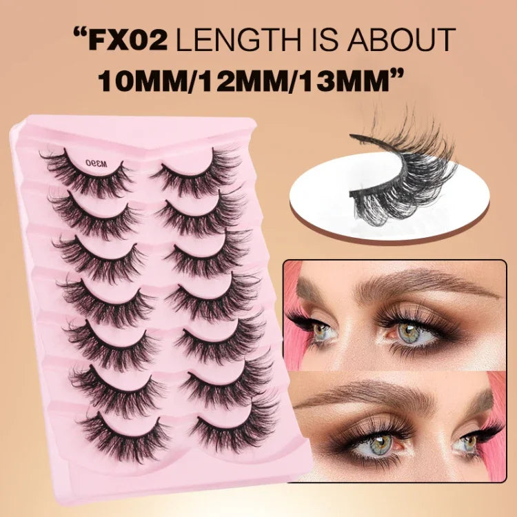 7쌍/박스 인조 속눈썹 자연스럽고 풍성한 3D 밍크 속눈썹 연장, M390