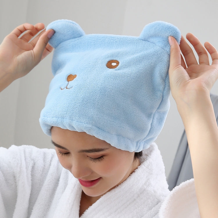 만화 곰 두꺼운 코랄 벨벳 헤어 드라이 캡 강력한 흡수 빠른 건조 터번