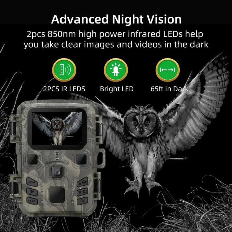 20MP 1080P 사냥용 트레일 카메라 야간 투시 야생 동물 탐사 사진, MiNi301
