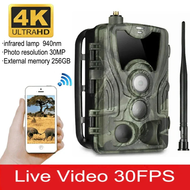 HC-801Pro 4K 4G 야외 사냥 카메라 앱 원격 휴대폰 제어로 언제든지 사진 및 비디오 보기, EU 플러그, US 플러그, AU 플러그