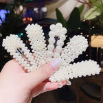 5개 세트 진주 헤어 클립 세트 대형 헤어 클립 핀 바레트 여성 소녀용 헤어 액세서리