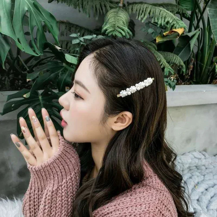 5개 세트 진주 헤어 클립 세트 대형 헤어 클립 핀 바레트 여성 소녀용 헤어 액세서리