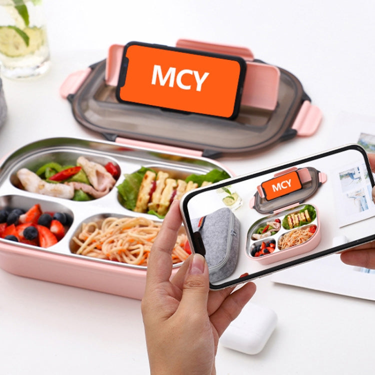 304 스테인리스 스틸 도시락 누수 방지 보온 학생 기숙사 도시락, 4칸 핑크, 4칸 블랙, 4칸 블루, 5칸 핑크