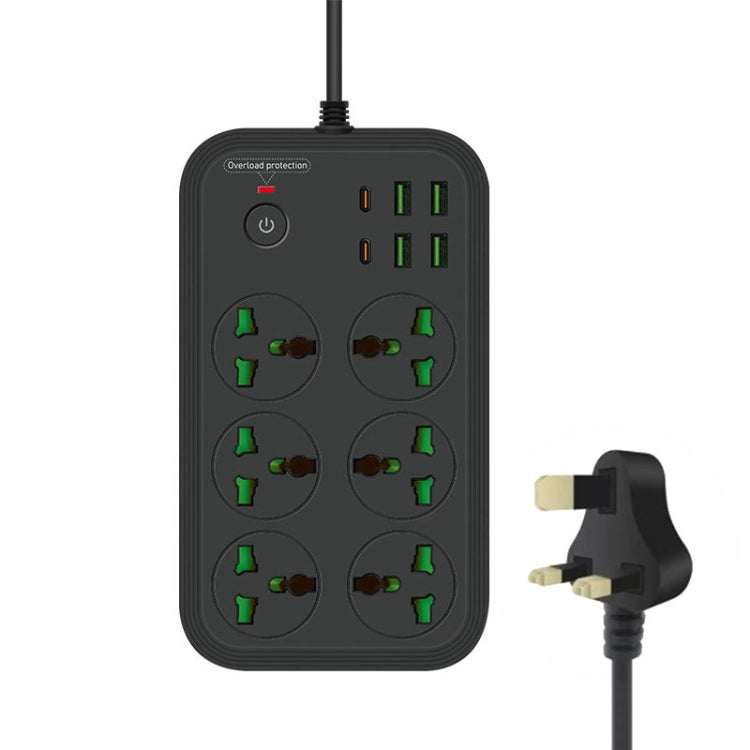 T24 2m 3000W 6구 + PD + 4-USB 포트 다기능 난연 소켓 스위치 포함, UK 플러그, US 플러그