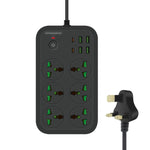 T24 2m 3000W 6구 + PD + 4-USB 포트 다기능 난연 소켓 스위치 포함, UK 플러그, US 플러그