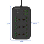 T24 2m 3000W 6구 + PD + 4-USB 포트 다기능 난연 소켓 스위치 포함, UK 플러그, US 플러그