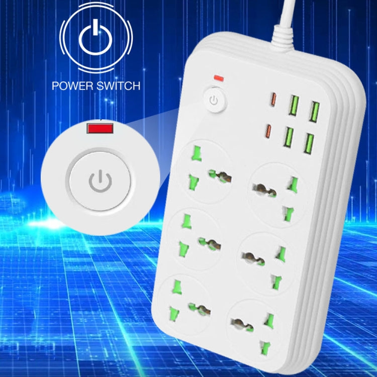 T24 2m 3000W 6구 + PD + 4-USB 포트 다기능 난연 소켓 스위치 포함, UK 플러그, US 플러그