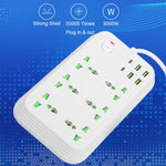 T24 2m 3000W 6구 + PD + 4-USB 포트 다기능 난연 소켓 스위치 포함, UK 플러그, US 플러그