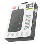 T24 2m 3000W 6구 + PD + 4-USB 포트 다기능 난연 소켓 스위치 포함, UK 플러그, US 플러그