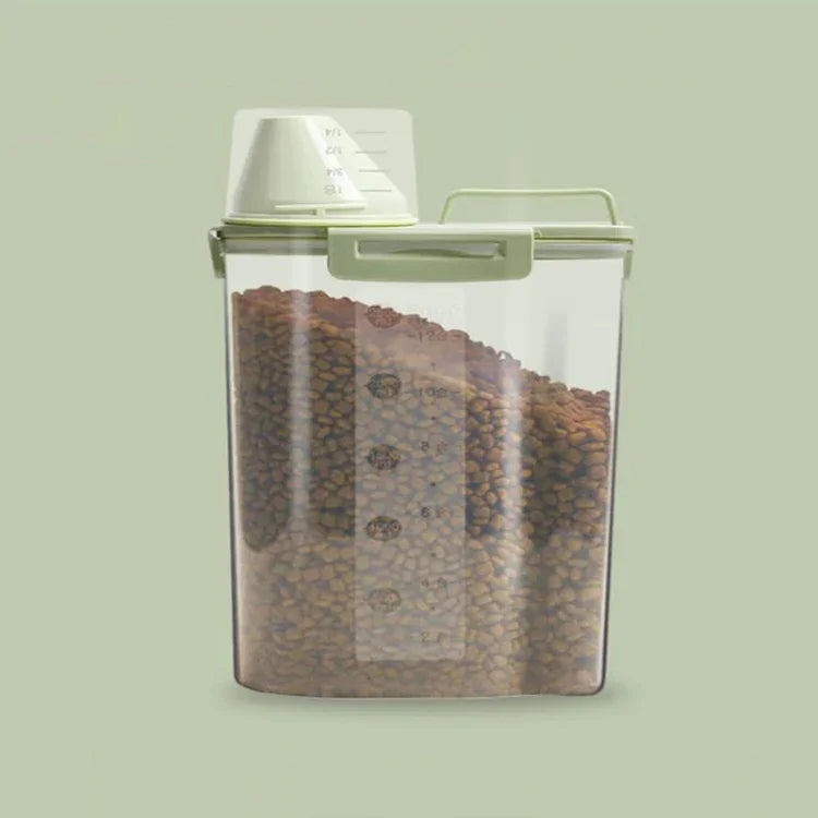 애완동물 사료 보관통 4개 스냅 강아지 사료 습기 방지 밀폐 보관통, 1.5L, 2.5L
