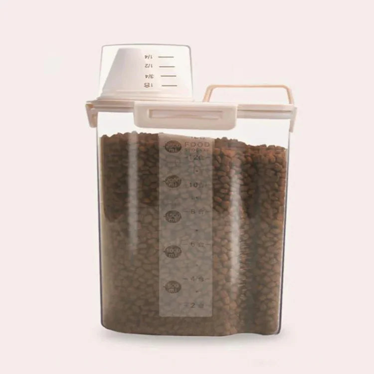 애완동물 사료 보관통 4개 스냅 강아지 사료 습기 방지 밀폐 보관통, 1.5L, 2.5L