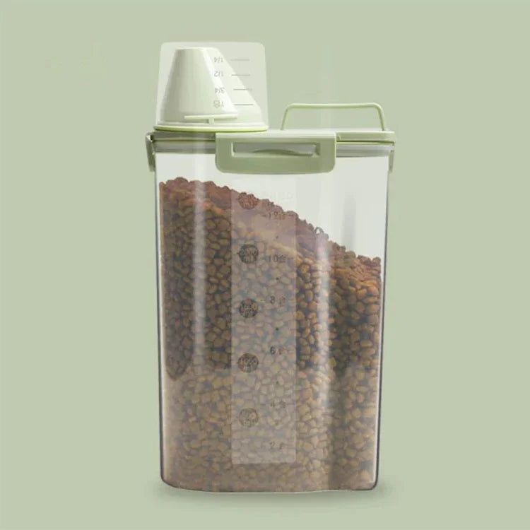 애완동물 사료 보관통 4개 스냅 강아지 사료 습기 방지 밀폐 보관통, 1.5L, 2.5L