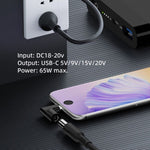 65W 암-타입-C 수 DC 전원-PD 전원 노트북 다기능 어댑터, 7.9x0.9mm A, 7.4x0.6mm B, 정사각 포트 C, 6.5x1.4mm D, 6.3x3.0mm E, 5.5x2.5mm F, 5.5x2.1mm G, 5.5x1.7mm H, 5.5x1.0mm I, 4.8x1.7mm J, 4.0x1.7mm K, 4.0x1.35mm L, 4.5x3.0mm M