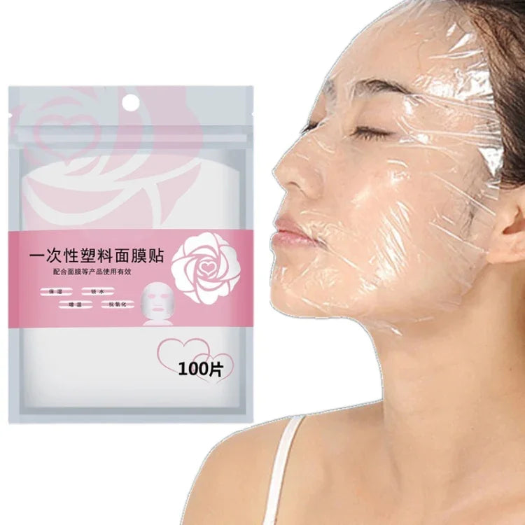 10팩 뷰티 살롱 플라스틱 일회용 페이스 마스크 투명 랩 필름