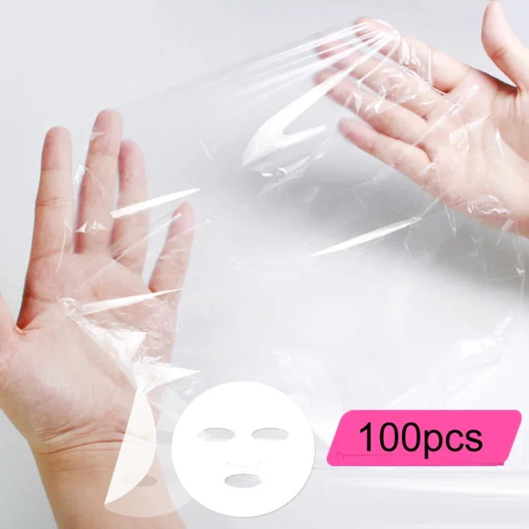 10팩 뷰티 살롱 플라스틱 일회용 페이스 마스크 투명 랩 필름