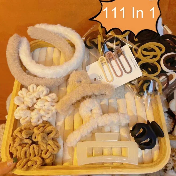 조합 헤어 액세서리 그랩 클립 헤어 링 세트 심플한 분위기 머리띠, 111개 1세트, 31개 1세트, 67개 1세트