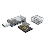 OTG 변환기 USB- SD/TF 2-in-1 다기능 투명 카드 리더기, 투명