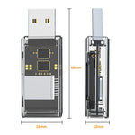 OTG 변환기 USB- SD/TF 2-in-1 다기능 투명 카드 리더기, 투명