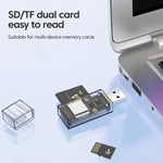 OTG 변환기 USB- SD/TF 2-in-1 다기능 투명 카드 리더기, 투명