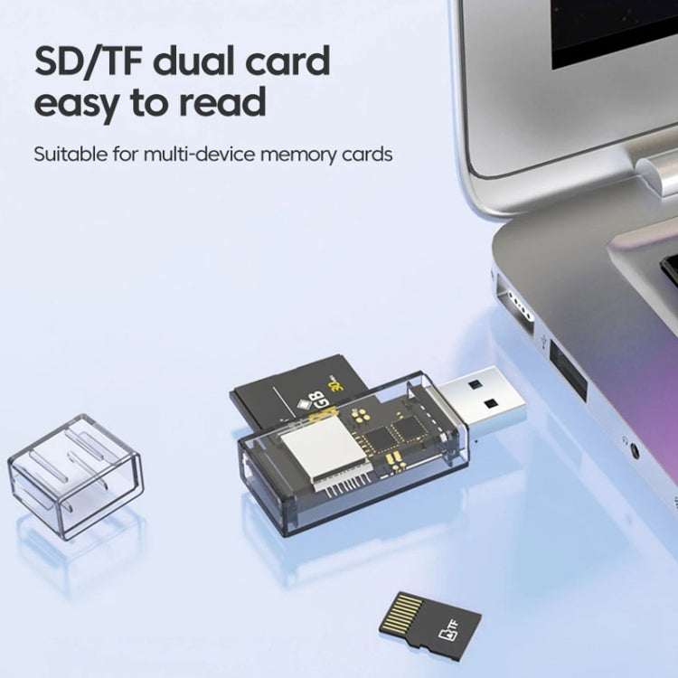 OTG 변환기 USB- SD/TF 2-in-1 다기능 투명 카드 리더기, 투명
